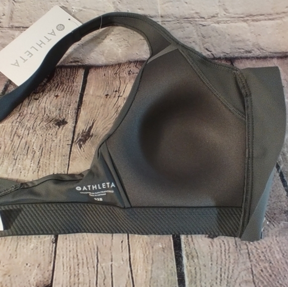 Athleta Advance Zip Front Bra 32B Olive Sports Bra NWT - Picture 5 of 9
